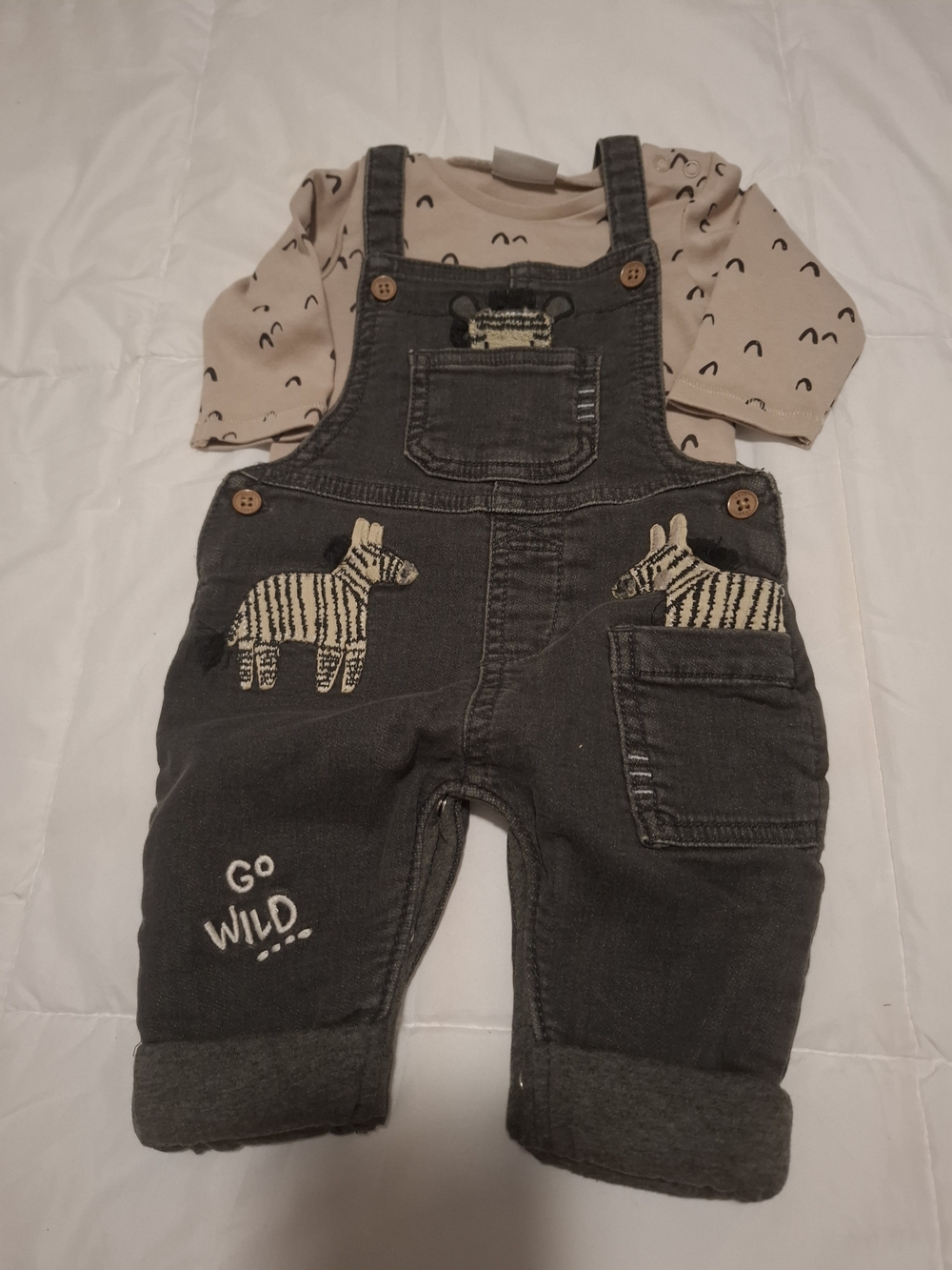 Unbranded Kids Black Zebra Overalls - "Go Wild"